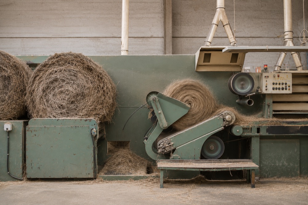Scutching machine separating flax fibres
