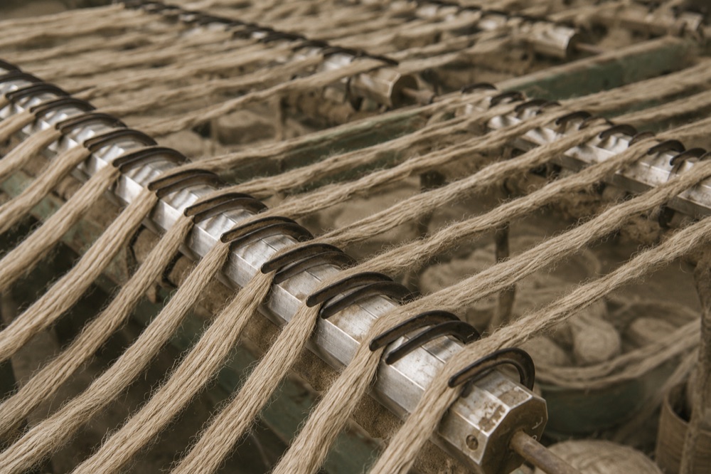 Flax fibres being combed