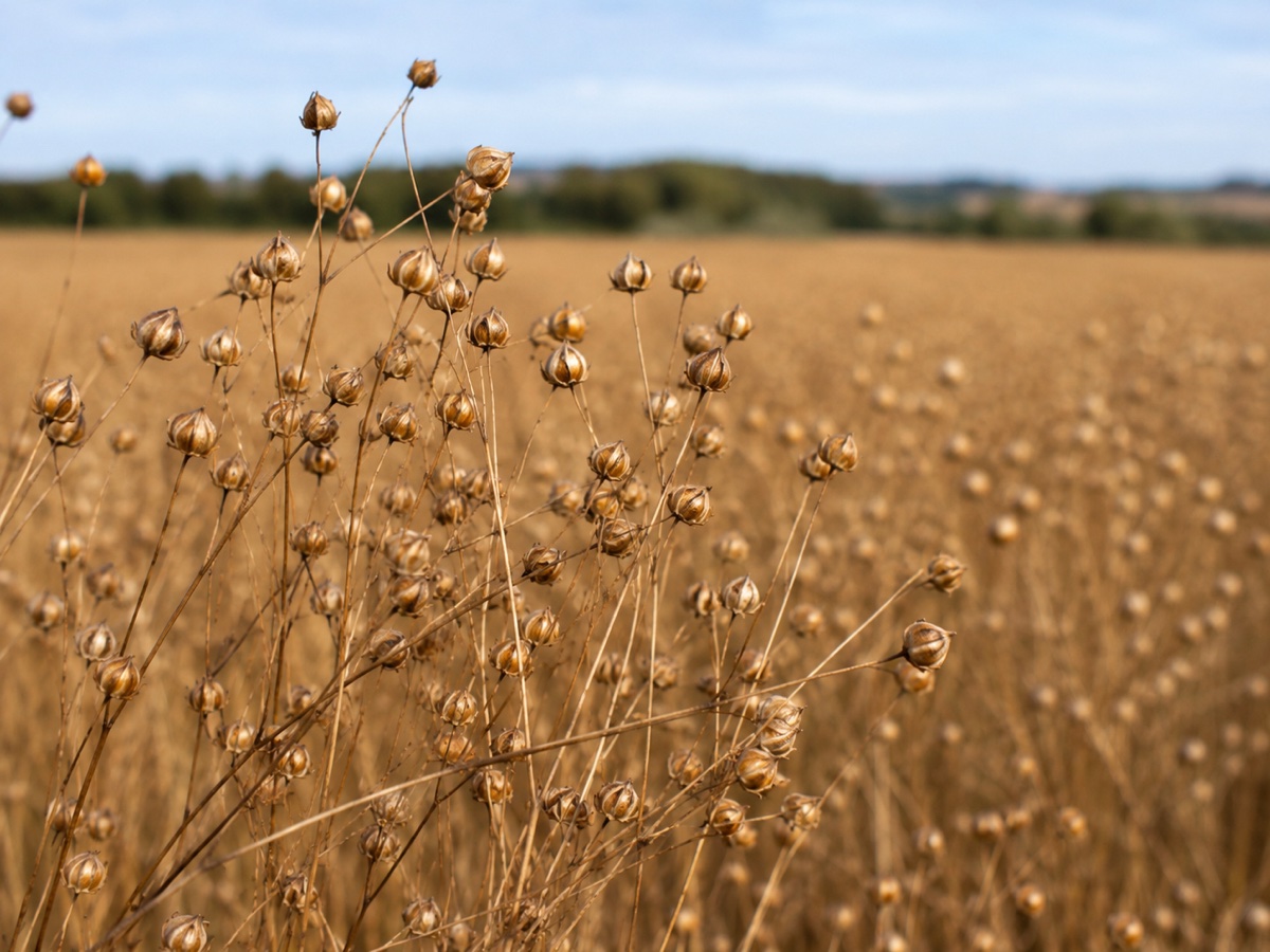 Flax stalks in seed
