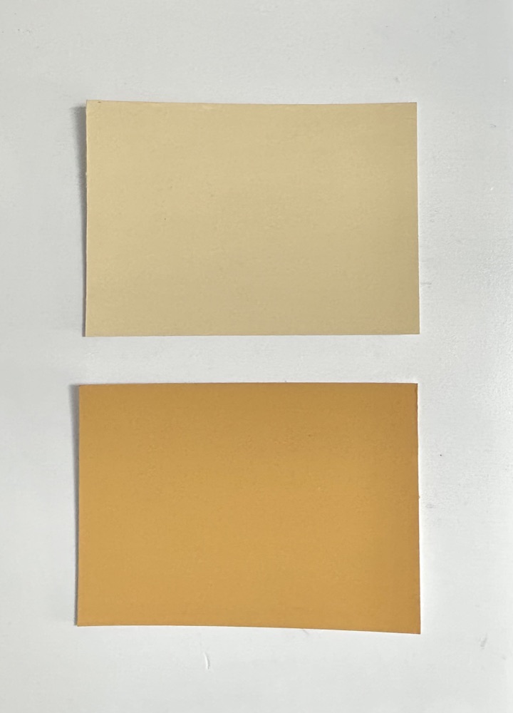 Primrose and Crème Brûlée paint swatches